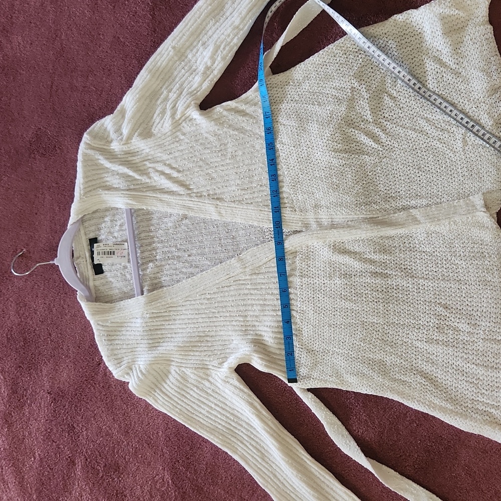 Belted Acrylic Sweater White  Large fits Small by MAK
